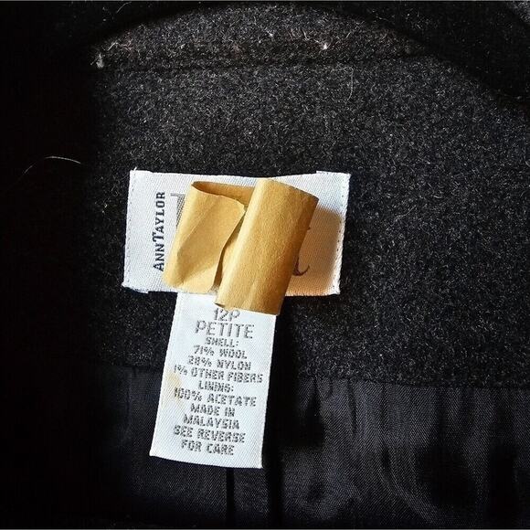 Ann Taylor Loft Vintage Wool Blend Short Pea Coat Petite 12 Gray Classic Minimal - Picture 3 of 7